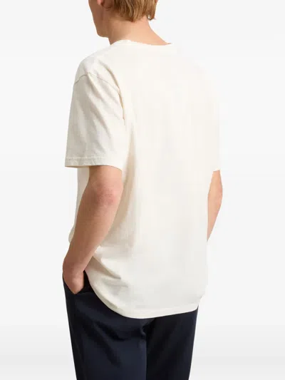 Woolrich V-neck Slub-texture T-shirt In White