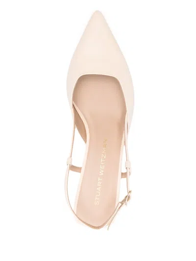 Stuart Weitzman Vinnie Leather Kitten Slingback Pumps In Neutrals