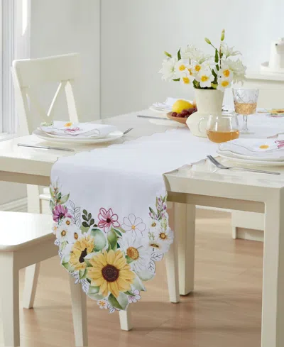 Elrene Sunflower And Daisies Cutwork Table Runner, 13" X 70" In Multi