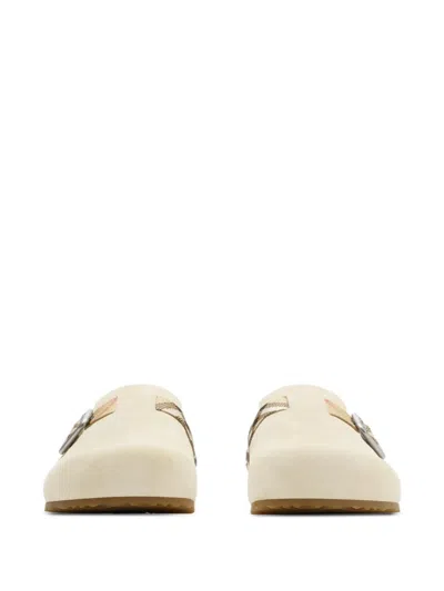 Burberry Slippers In Pelle Scamosciata Sabbia  Donna In Beige O Tan