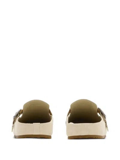 Burberry Slippers In Pelle Scamosciata Sabbia  Donna In Beige O Tan
