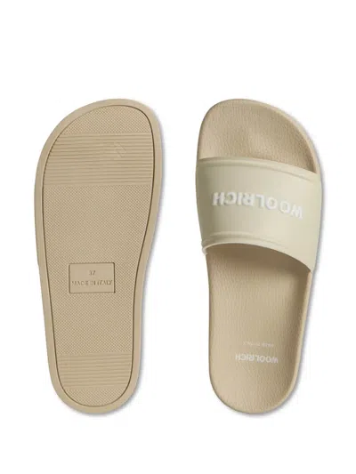 Woolrich Slide Sandal With Logo In Neutrals