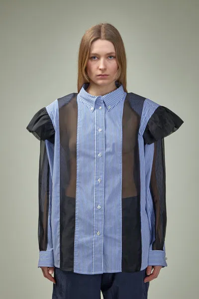 Frenken Ralf Ruffled Sliced Oversized Shirt In Blue