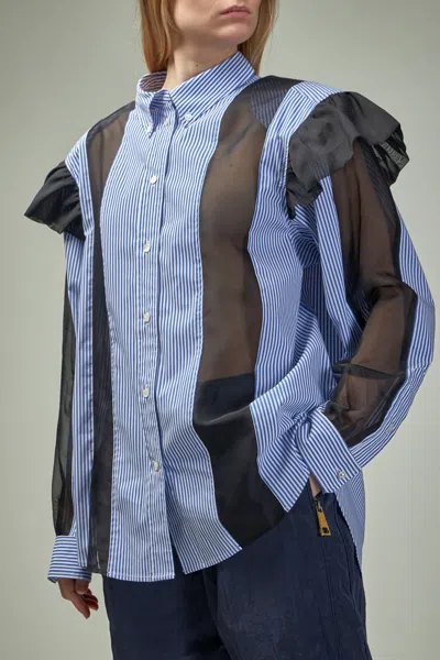 Frenken Ralf Ruffled Sliced Oversized Shirt In Blue