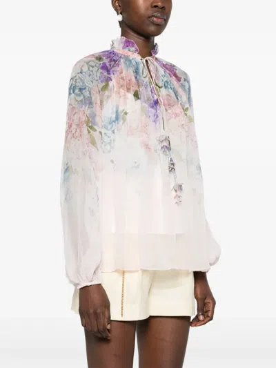 Zimmermann Billow Dawning Blouse In Multicolor
