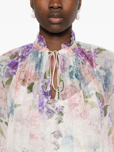 Zimmermann Billow Dawning Blouse In Multicolor