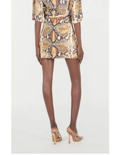 Roberto Cavalli Python Print Mini Skirt In 褐色