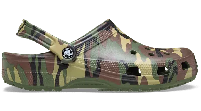 Crocs | Unisex | Classic Printed Camo | Clogs | Mushroom / Multi | W8/m7 In Army Green/multi