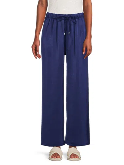 Wdny Women's Solid Drawstring Pants In Navy