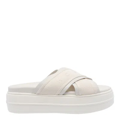 Hogan Cross Strap Platform Sandals In White