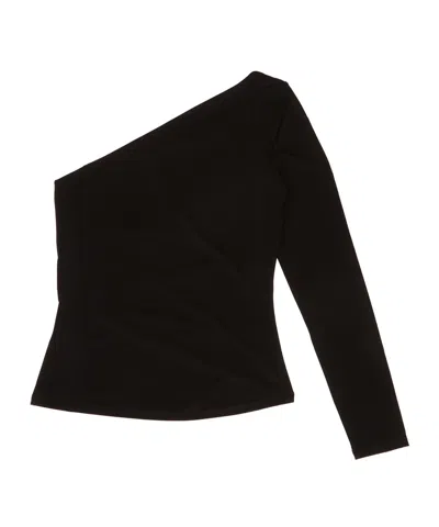 Max Mara Jersey One-shoulder Top In Black