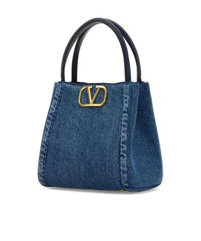 Valentino Small Denim Handbag Alltime In Blue