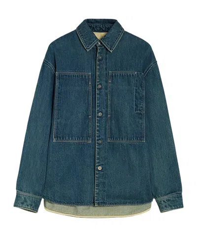 Jil Sander Denim Jacket Featuring Chest Pocket And Contrast Stitching In Blue