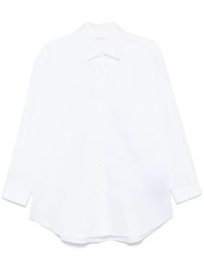 Palm Angels Monogram Embroidered Loose Shirt In White Off White
