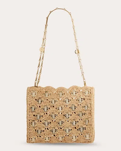 Rabanne Square Tote Bag Chain Strap In Natural/light Gold
