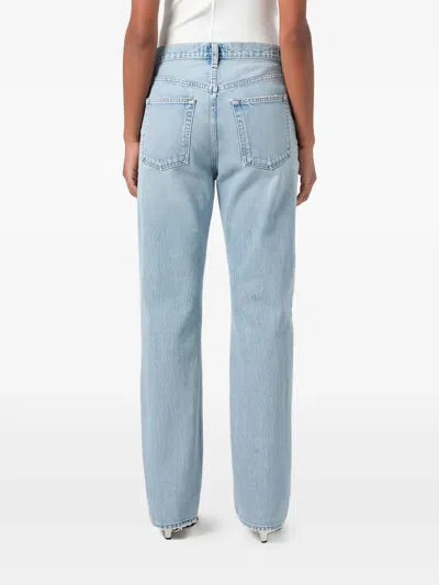 Agolde Straight Leg Denim Trousers With Belt Loops In Blue