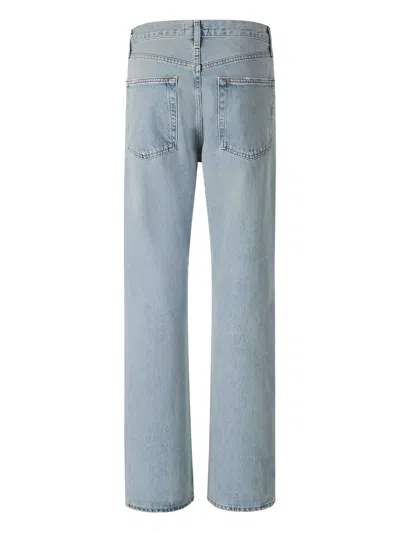 Agolde Straight Leg Denim Trousers With Belt Loops In Blue