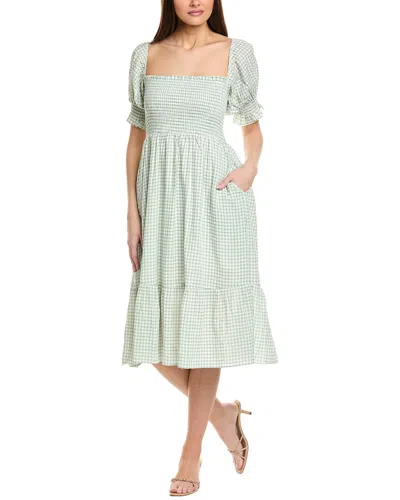 Jl Luxe Smocked Midi Dress In Green