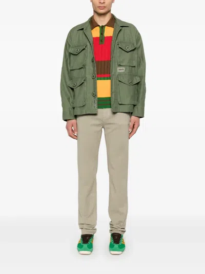 Frame The Straight Cotton-canvas Jeans In Grün