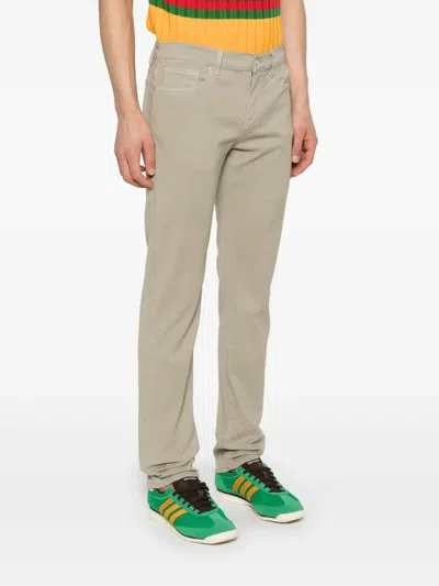 Frame The Straight Cotton-canvas Jeans In Grün