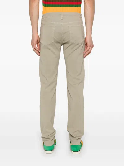 Frame The Straight Cotton-canvas Jeans In Grün