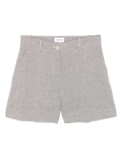 P.a.r.o.s.h Parosh Checked Linen Bambu Shorts With Belt Loops In Nude