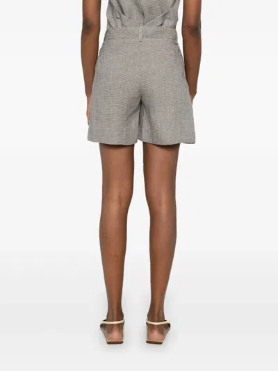 P.a.r.o.s.h Parosh Checked Linen Bambu Shorts With Belt Loops In Nude