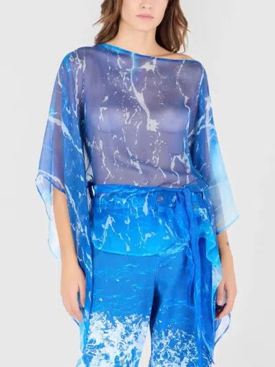 Roberto Cavalli Silk Blouse In Blau