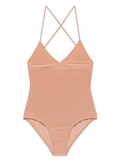 Norma Kamali Beige Slip Mio Bodysuit In Pink