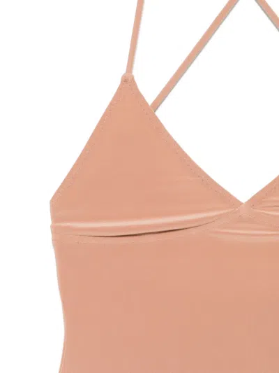 Norma Kamali Beige Slip Mio Bodysuit In Pink