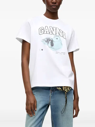 Ganni Basic Jersey Duckie Relaxed T-shirt In White