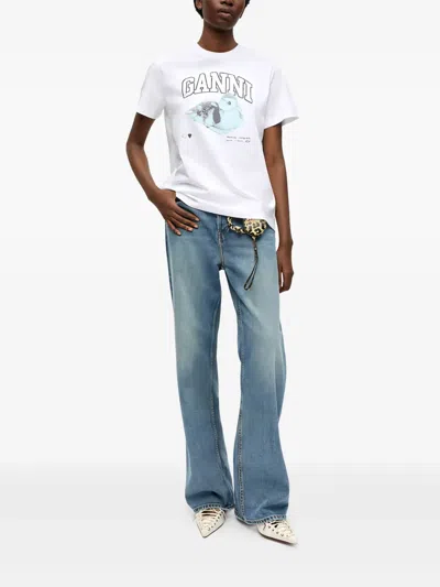 Ganni Basic Jersey Duckie Relaxed T-shirt In White