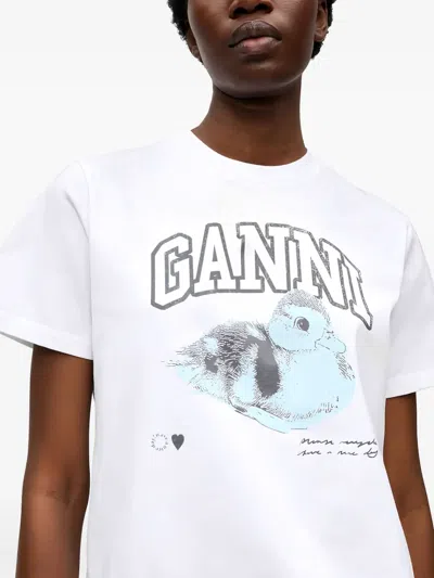 Ganni Basic Jersey Duckie Relaxed T-shirt In White