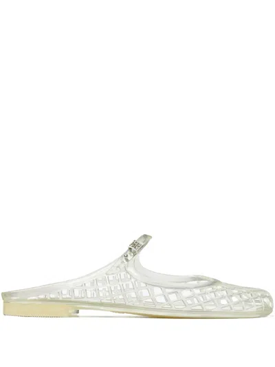 Tory Burch Metallic Sandals With Mesh Design In White
