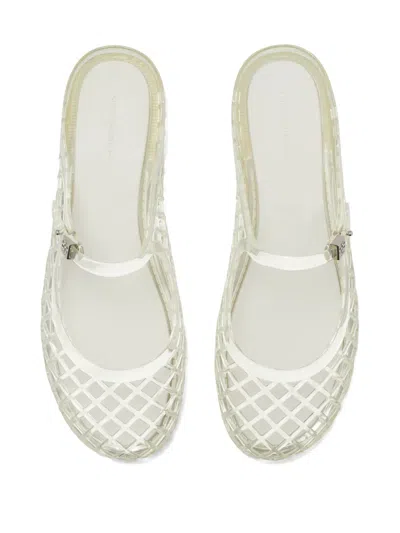 Tory Burch Metallic Sandals With Mesh Design In White