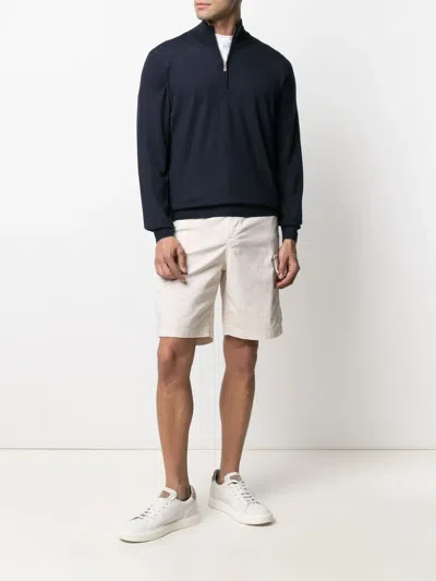 Brunello Cucinelli Cashmere Sweater With Half Zip In Blue