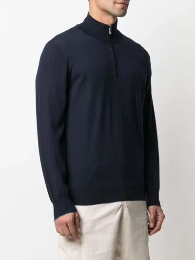 Brunello Cucinelli Cashmere Sweater With Half Zip In Blue