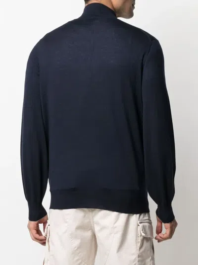 Brunello Cucinelli Cashmere Sweater With Half Zip In Blue