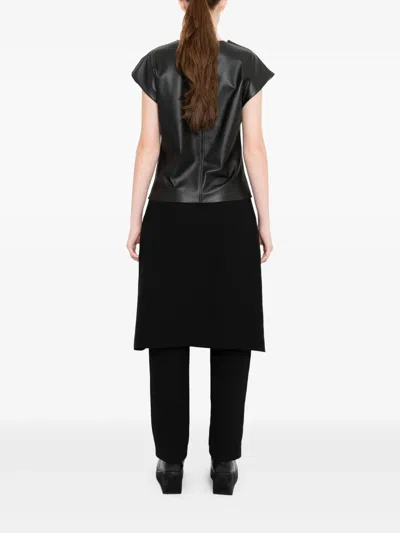 Uma Raquel Davidowicz Flutter-sleeve Leather Top In Black