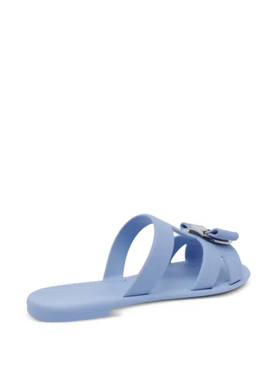 Ferragamo New Vara Bow-detailed Slides In Blue