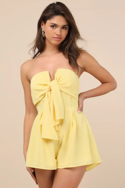 Lulus Inez Light Yellow Tie-front Romper In Light Yellow