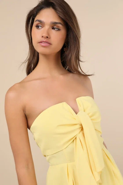 Lulus Inez Light Yellow Tie-front Romper In Light Yellow