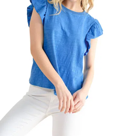 And The Why Going Astray Ruffle Sleeve Tee In Blue