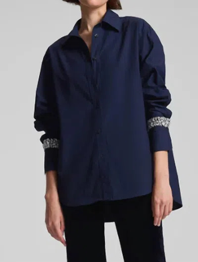 A.l.c Calvin Embellished Button-front Top In Blue