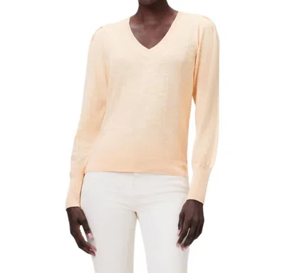 Nzt By Nic+zoe Slub V-neck Sweater In Melon Pop In Multi