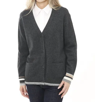 Incashmere Long Sleeve Cardigan In Heather Charcoal In Grey