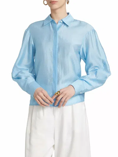 Derek Lam 10 Crosby Juni Button Down Blouse In Azure In Blue