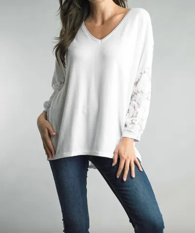 Tempo Paris Lace Knit Top In White