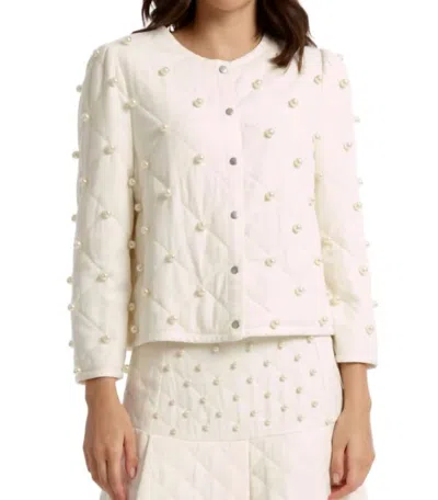 Stellah Pearl Embroidered Jacket In White In White