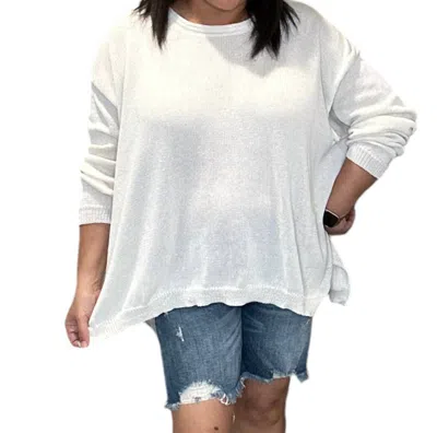 Easel Relaxed Fit Drop Shoulder Summer Sweater In White In White